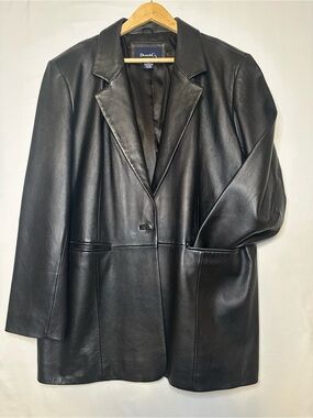 Denim&Co Black Leather Blazer Jacket